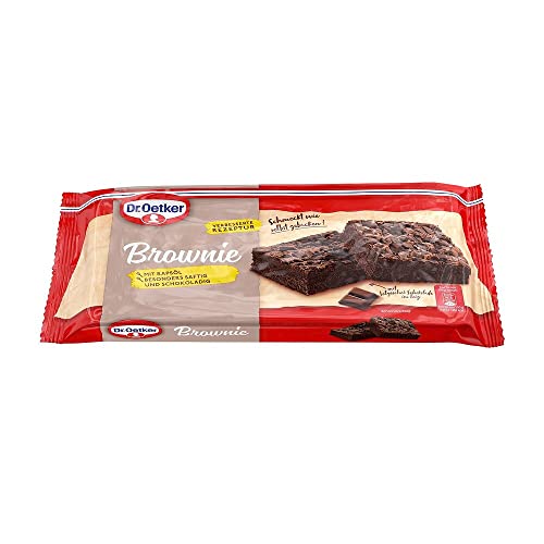 Dr. Oetker fertiger Brownie, 6 x 300 g, dunkler Rührkuchen mit Schokoladenstückchen & Kakao, sofort verzehrfertig, Schokokuchen für spontane Anlässe, wie selbstgebacken von Dr. Oetker