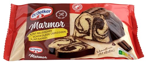 Dr. Oetker fertiger Marmorkuchen, 4er Pack (4 x 350 g), saftiger Rührkuchen aus Kakaorührmasse und Rührmasse mit Vanille-Geschmack, mit Schokolade überzogen, sofort verzehrfertig, wie selbstgebacken von Dr. Oetker