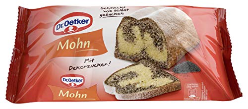 Dr. Oetker fertiger Mohnkuchen, 4 x 350 g, Rührkuchen mit Mohn, mit feinem Dekorzucker, sofort verzehrfertig, Kuchen für spontane Anlässe, wie selbstgebacken von Dr. Oetker