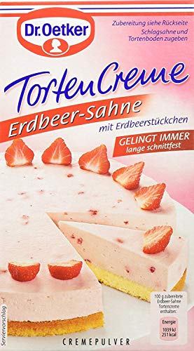 Tortencreme Erdbeer- Sahne, Dr. Oetker, 1x Cremepulver für 800ml Flüssigkeit von Dr. Oetker