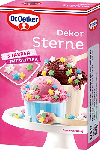 Zuckerdekor/Streudekor"DEKOR STERNE" (5 Farben / 60 g) MIT GLITZER von Dr. Oetker