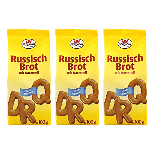 3er Pack Dr. Quendt Dresdner Russisch Brot (3 x 100 g) in Buchstabenform mit viel Karamell natürlich gebacken von Dr. Quendt
