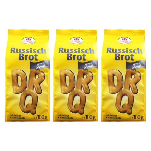 3er Pack Dr. Quendt Dresdner Russisch Brot (3 x 100 g) in Buchstabenform mit viel Karamell natürlich gebacken von Dr. Quendt