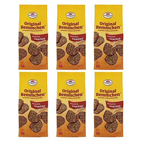 6er Pack Dr. Quendt Bemmchen (6 x 125 g) Vollkorn-Brotchips Knusper-Bemmchen Röstbrot DDR Ostprodukt von Dr. Quendt