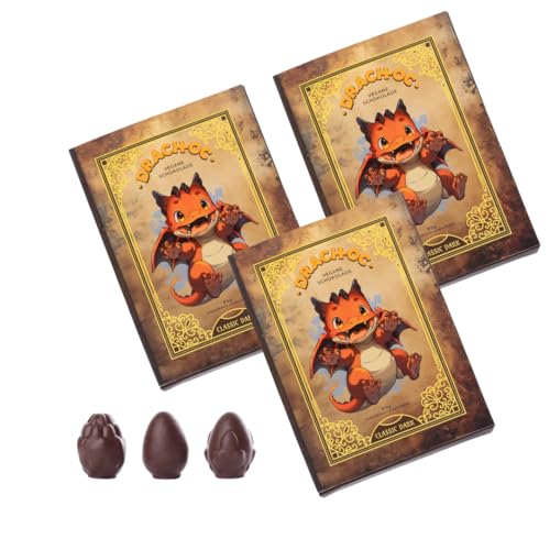 Drach-oc 100% Pflanzliche, Vegane Schokolade – Classic Dark, Friend of the Earth Nachhaltig, Farm-to-Bar, Fair trade, Drachen-Manga-Inspiration, Bundle 3er Pack mit Sonderrabatt! (240g) von Drach-Oc