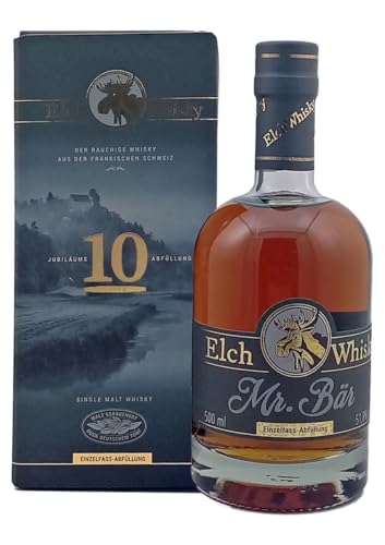 Elch Whisky | Mr. Bär | 10 Jahre Jubiläums-Abfüllung | 500 ml. Flasche in hochwertiger Geschenk-Box von Drexler