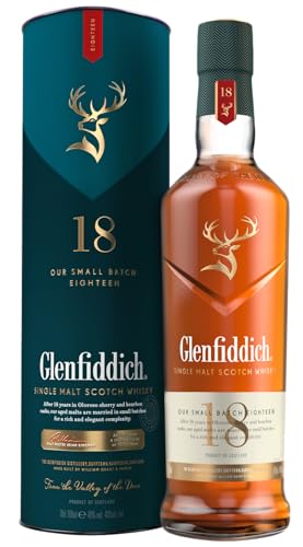 Glenfiddich 18 Jahre | Single Malt Scotch Whisky | 0,7 l. Flasche in Tube von Drexler