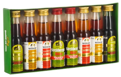 Streitberger Tasting-Set Kräutergarten | 8 kleine fränkische Kräuterliköre und -bitter zum Probieren oder als Mitbringsel | 8 mal 2cl. von Drexler