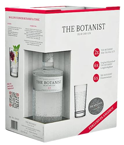 The Botanist Gin | Set mit 2 Flaschen á 0,7l. + 6 Gläser + 6 Untersetzer von Drexler