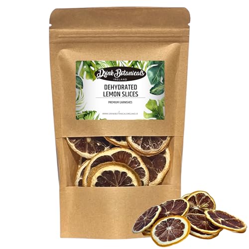 Drink Botanicals Ireland Dried Dehydrierte getrocknete Zitronenscheibenscheiben | Natürlich | Trockene Zitronen zum Garnieren, Cocktails, Kochen, Backen, Getränke | 17+ Zitronenscheiben | 40 Gramm von Drink Botanicals Ireland