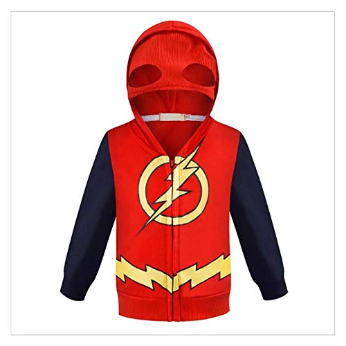 Barn superhero hoodie coat thor iron-man kapten amerika jacka spindel batman hoodie halloween julklapp cosplay kostymer (Color : Flash, Size : 5T) von Drumshanbo