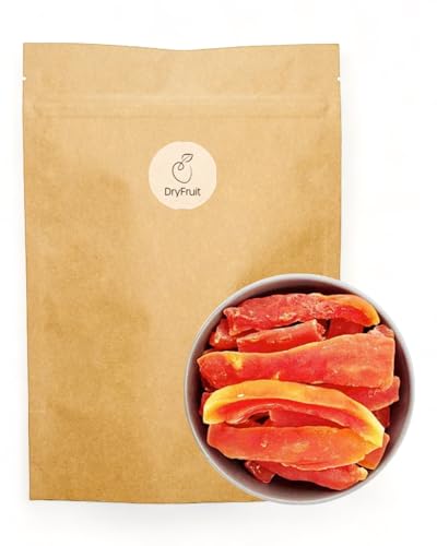 Dry-Fruit - Papaya getrocknet 1Kg | saftig, fruchtig und aromatisch | kandierte Papayastangen | Knabberspaß mit Urlaubsfeeling | ideal als Snack oder Topping von Dry Fruit