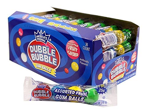 Dubble Bubble, Bubble Gum Ball - Verschiedene Fruchtgummis - Gumball-Süßigkeiten - 18-g-Tuben, Schachtel mit 36 Stück von Dubble Bubble