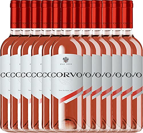 VINELLO 12er Weinpaket Roséwein - Corvo Rosa Terre Siciliane 2021 - Duca di Salaparuta mit einem VINELLO.weinausgießer | 12 x 0,75 Liter von Duca di Salaparuta