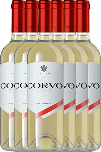 VINELLO 6er Weinpaket Weißwein - Corvo Bianco Terre Siciliane 2021 - DDS mit VINELLO.weinausgießer | 6 x 0,75 Liter von Duca di Salaparuta