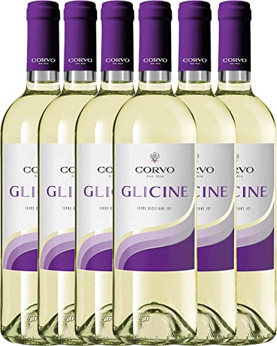 VINELLO 6er Weinpaket Weißwein - Glicine Bianco Terre Siciliane 2021 - DDS mit einem VINELLO.weinausgießer | 6 x 0,75 Liter von Duca di Salaparuta