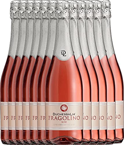 VINELLO 12er Vorteilspaket Perlwein - Fragolino Rosé - Duchessa Lia mit VINELLO.weinausgießer | fruchtiger Perlwein | fruchtig-frischer Fragolino aus Piemont von Duchessa Lia