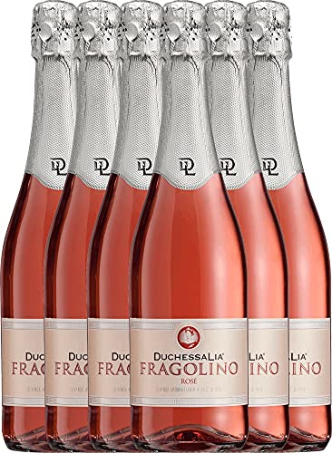 VINELLO 6er Vorteilspaket Perlwein - Fragolino Rosé - Duchessa Lia mit VINELLO.weinausgießer | fruchtiger Perlwein | fruchtig-frischer Fragolino aus Piemont von Duchessa Lia