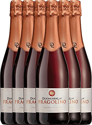 VINELLO 6er Vorteilspaket Perlwein - Fragolino Rosso - Duchessa Lia mit VINELLO.weinausgießer | fruchtiger Perlwein | fruchtig-frischer Fragolino aus Piemont von Duchessa Lia