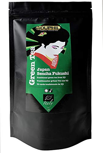 Duphil | Grüner Tee BIO Sencha Fukushi aus Japan, aromatischer loser Grüntee im Aromabeutel mit Zippverschluss | 100g von Duphil