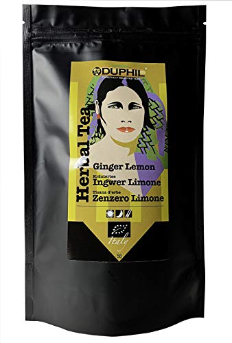 Duphil | Ingwer Zitronen Tee BIO ohne Koffein Ingwertee Kräutertee Ingwer-Lemon lose mit Zitronengras Detox-Tee im Aromabeutel mit Zippverschluss | 200g von Duphil