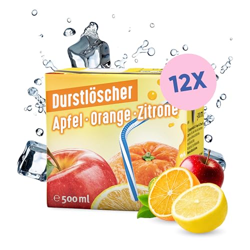 Durstlöscher Apfel-Orange-Zitrone: Erfrischungsgetränk aus Fruchtsaftkonzentrat, Pfandfreies Trinkpäckchen, Vegan, Fruchtsaftgetränk ohne Kohlensäure, Ideal Für Unterwegs & Zuhause, 12 x 500 ml von Durstlöscher