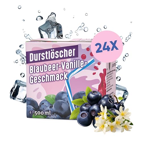 Durstlöscher Blaubeer-Vanille: Erfrischungsgetränk mit Blaubeer-Vanille-Geschmack, Pfandfreies Trinkpäckchen, Vegan, Fruchtsaftgetränk ohne Kohlensäure, Ideal Für Unterwegs & Zuhause, 24 x 500 ml von Durstlöscher