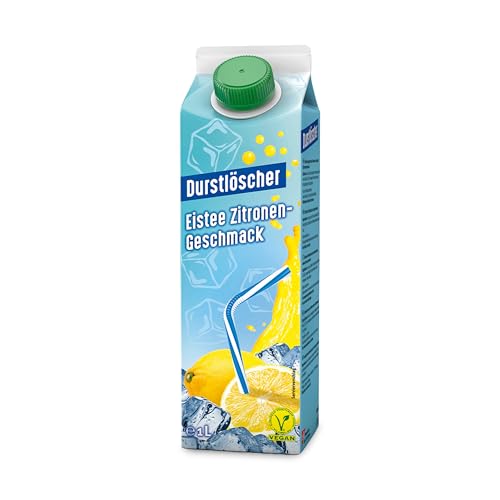 Durstlöscher Eistee Zitrone: Erfrischungsgetränk mit Tee-Extrakt & Zitronengeschmack, Pfandfreies 1 l EloPak, Vegan, Ohne Kohlensäure, Fruchtig, Ideal Für Unterwegs & Zuhause, 16 x 1 l von Durstlöscher