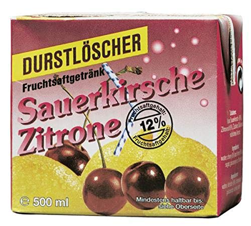 Durstlöscher Sauerkirsche-Zitrone: Erfrischungsgetränk aus Fruchtsaftkonzentrat, Pfandfreies Trinkpäckchen, Vegan, Fruchtsaftgetränk ohne Kohlensäure, Ideal Für Unterwegs & Zuhause, 24 x 500 ml von Durstlöscher