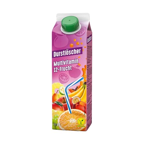 Durstlöscher Multivitamin: Erfrischungsgetränk mit Fruchtsaft aus 12 Früchten, Pfandfreies 1 l EloPak, Vegan, Fruchtsaftgetränk ohne Kohlensäure, Ideal Für Unterwegs & Zuhause, 16 x 1 l von Durstlöscher