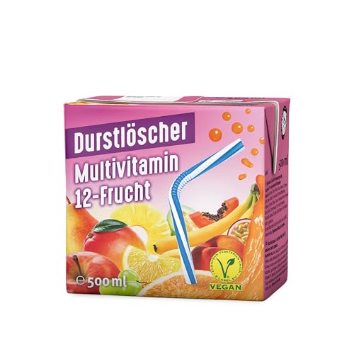 Durstlöscher Multivitamin: Erfrischungsgetränk mit Fruchtsaft aus 12 Früchten, Pfandfreies Trinkpäckchen, Vegan, Fruchtsaftgetränk ohne Kohlensäure, Ideal Für Unterwegs & Zuhause, 24 x 500 ml von Durstlöscher