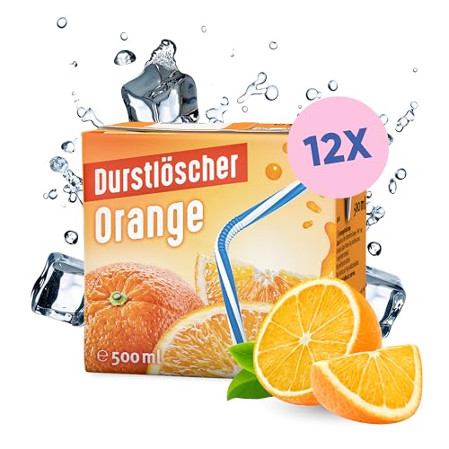 Durstlöscher Orange: Erfrischungsgetränk aus Fruchtsaftkonzentrat mit Orangengeschmack, Pfandfreies Trinkpäckchen, Vegan, Fruchtsaftgetränk ohne Kohlensäure, Ideal Für Unterwegs & Zuhause, 12 x 500 ml von Durstlöscher