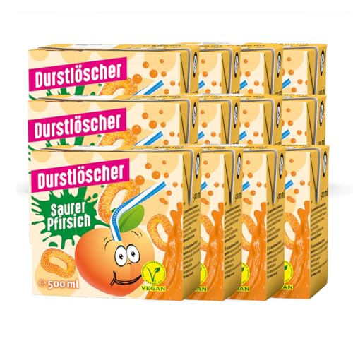 Durstlöscher Saurer Pfirsich spritzig und erfrischend 500ml 12er Pack von Durstlöscher