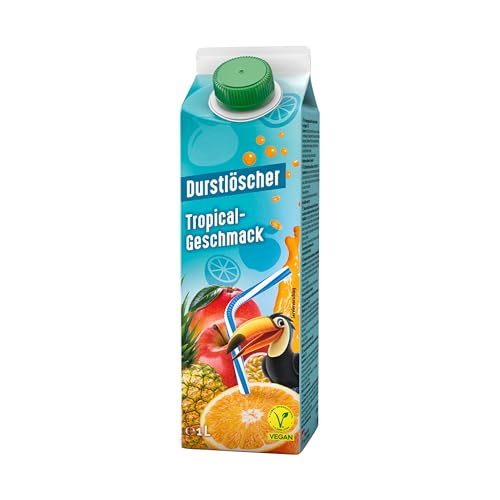 Durstlöscher Tropical: Erfrischungsgetränk mit tropischem Frucht-Geschmack, Pfandfreies 1 l EloPak, Vegan, Fruchtsaftgetränk ohne Kohlensäure, Ideal Für Unterwegs & Zuhause, 16 x 1 l von Durstlöscher