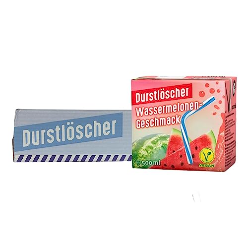 Durstlöscher Wassermelone mit Strohhalm Melone 24 Packungen a 500ml von Durstlöscher