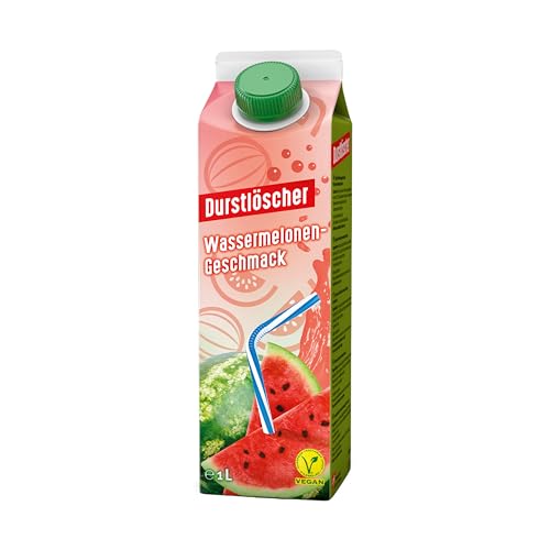 Durstlöscher Wassermelone: Apfel-Erfrischungsgetränk mit Wassermelonen-Geschmack, Pfandfreies 1 l EloPak, Vegan, Fruchtsaftgetränk ohne Kohlensäure, Ideal Für Unterwegs & Zuhause, 16 x 1 l von Durstlöscher