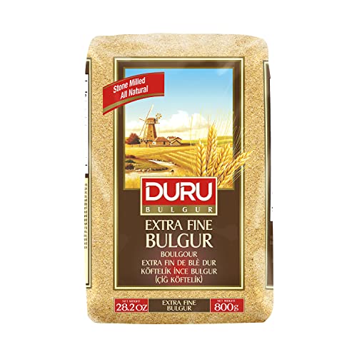 Duru HARTWEIZENGRÜTZE EXTRA FEINSize 6, 35.2oz (1000g), 100% natürlich und zertifiziert , Hohe Ballaststoffe und Eiweiß ,Nicht gentechnisch verändert , Ideal für vegane Rezepte , Besser als Reis Bulghur Cigköftelik Extrafein 1kg von Duru-Store