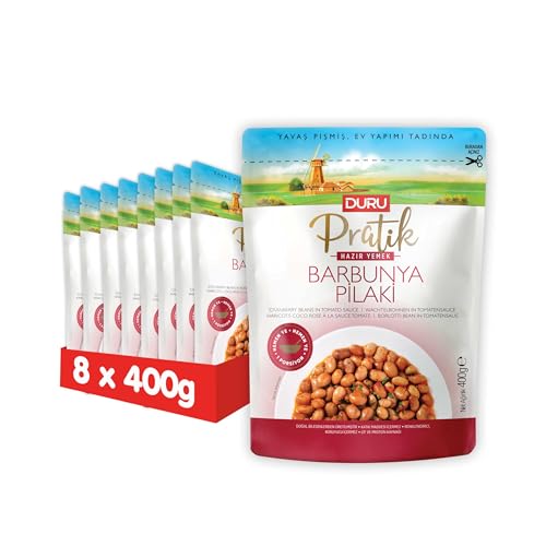 Duru Fertiggerichte, Cranberry-Bohnen in Tomatensoße, 400g x 8 Packungen, öffnen und essen, 100% natürlich, BPA-frei, ohne Transfette, nicht gentechnisch verändert von Duru