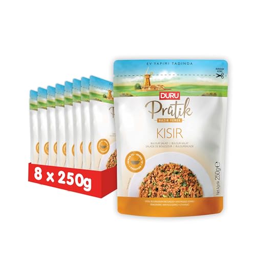 Duru Fertiggerichte, Bulgur-Salat 250g x 8 Packungen, ffnen und essen, 100% natürlich, BPA-frei, ohne Transfette, nicht gentechnisch verändert, ohne Konservierungsstoffe und künstliche Farbstoffe von Duru