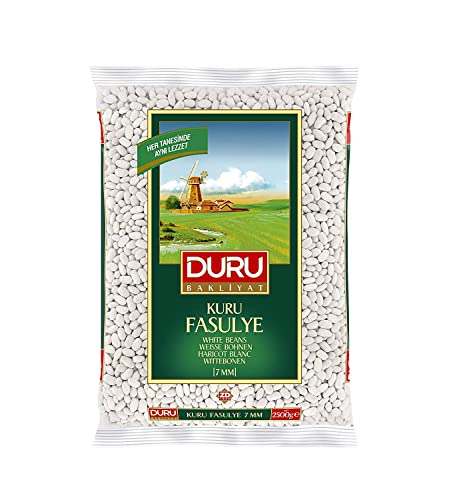 Duru Weiße Bohnen 7 mm, 2500 g, 100% natürlich und zertifiziert, Hohe Ballaststoffe und Eiweiß, Nicht gentechnisch verändert, Ideal für vegane Rezepte,Glutenfrei. von Duru