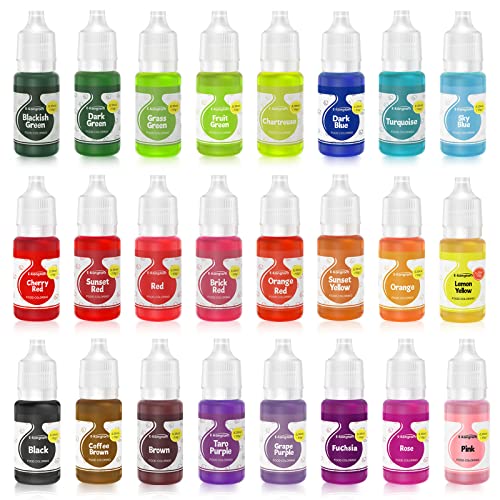 Lebensmittelflüssigkeit Set 24Farben: E-Kongton Food Dye Food Grade Vibrant Food Dye Tasteless zum Backen, Dekorieren, Schleim, Fondant, Zuckerguss, Kochen und DIY Crafts.35 Fl. Oz (10 ml) pro Flasche von E-Kongton