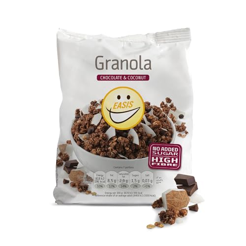 EASIS Granola Ohne Zuckerzusatz mit Schokolade & Kokosflocken | Knusprige Müsli ohne Zucker | Ideal für Milch & Joghurt | Gesundes Frühstück, Perfekter Start in den Tag | 350 g von EASIS