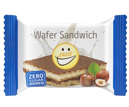 EASIS Knusprige Wafer Sandwich Ohne Zuckerzusatz | Waffelschnitte mit Milchschokolade, Haselnusscreme & Vanillecreme | Kalorienarme Süßigkeiten | Waffel Kekse mit Hohem Ballaststoffgehalt | 3x25g von EASIS