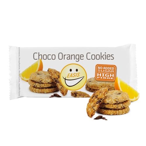 EASIS Orangenkekse Ohne Zuckerzusatz | Ballaststoffreich mit Hafer & Schokostückchen | Frischer Orangengeschmack in Knusprigen Haferkeksen | Leckere Snacks mit Weniger Fett | Crunchy Cookies | 66g von EASIS