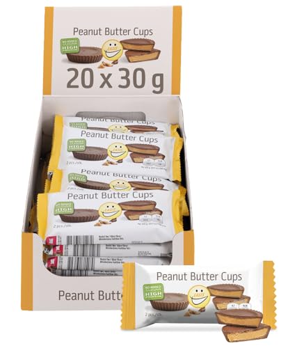 EASIS Peanut Butter Cups Ohne Zuckerzusatz | Erdnussbutter-Törtchen | Proteinreiche Süßigkeiten mit Cremiger Erdnussbutter und Schokoladenhülle | Low-Calorie Snack | 20 Stück (20x30g) von EASIS