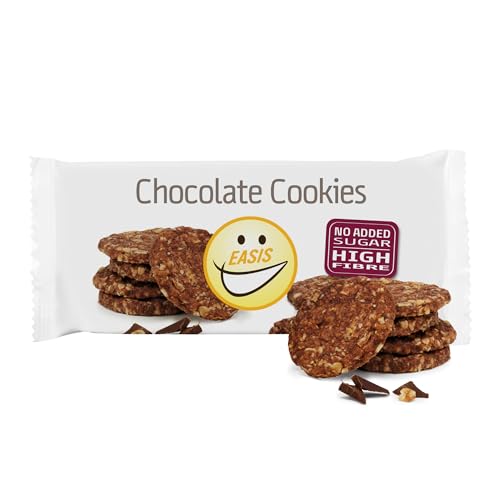 EASIS Schokoladenkekse Ohne Zuckerzusatz | Ballaststoffreich Keks mit Hafer & Schokoladenstückchen | Knusprig & Schokoladig Haferkeks | Lecker Snacks mit Weniger Fett | Crunchy Chocoltate Cookies, 66g von EASIS