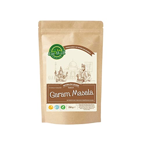 Eat Well Garam Masala Gewürz - 250 g |Indische Gewürzmischung zum Kochen & für BBQs | Garam Masala Gewürzmischung | 100% Natürlich und Vegan | Scharfes Gewürz im Wiederverschließbarem Aromabeutel von EAT WELL PREMIUM FOODS