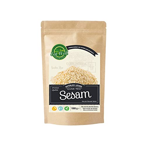 Eat Well Sesam Samen - 1 kg Packung | Samen Set zum Kochen und Backen | Samen Gewürzmischung | Pflanzen Samen | 100% Natürlich und Vegan | Sesam im Wiederverschließbarem Aromabeutel von EAT WELL PREMIUM FOODS