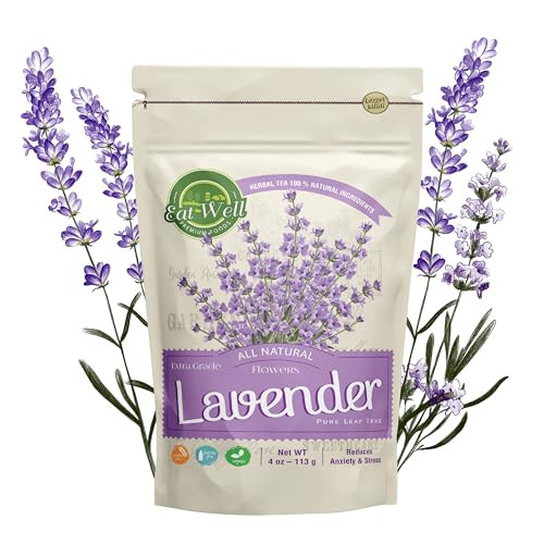 Eat Well Tee Lavendelblüten - 113 g | Getrocknete Blüten für Lavendeltee | Essbare Blüten | Kulinarischer Lavendel zum Backen & Kochen | Vielseitige Zutat für Seifen, Home Fragrance & Pot-Pourris von EAT WELL PREMIUM FOODS