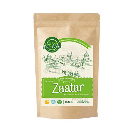 Eat Well Zaatar Gewürze Set - 250 g | Zaatar Gewürzmischung | Za'atar Gewürz zum Kochen | 100% Rein für Traditionelle Nahöstliche Gerichte | Natürliche Gewürze im Wiederverschließbarem Nachfüllpack von EAT WELL PREMIUM FOODS